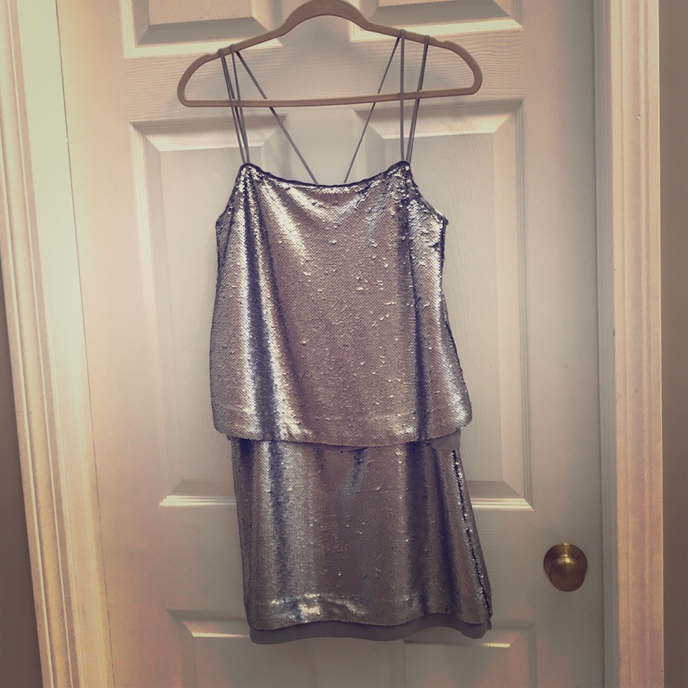 Banana Republic silver sequined mini dress size 6
